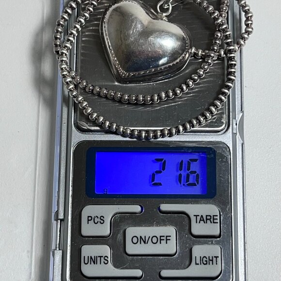 Sterling Silver Large Puffed Heart Pendant Necklace - Picture 11 of 11